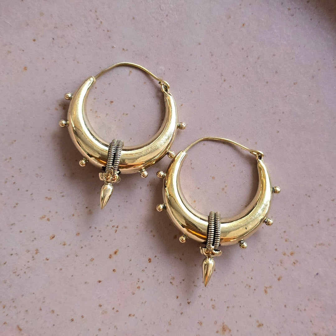 Handmade Aditi Hoops Medium Brass Earrings