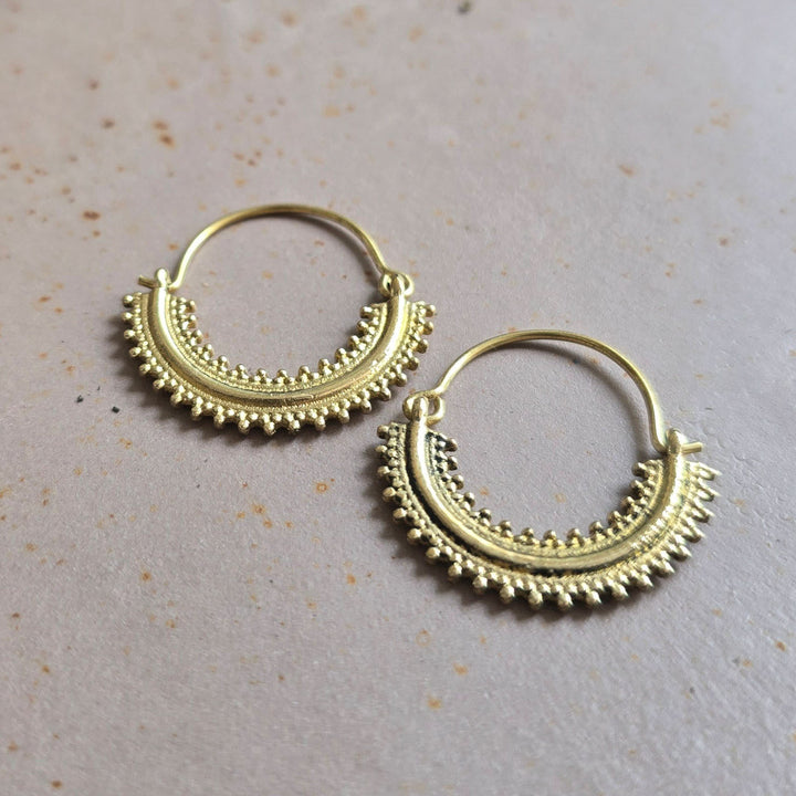 Handmade Amelie Hoops Brass Earrings