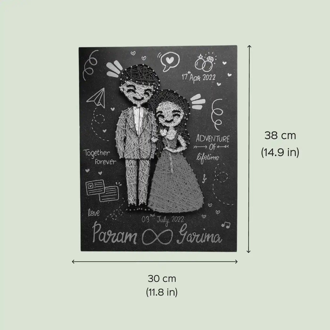 Personalized Handmade String Art Wedding Party Theme MDF Wood Name Plate