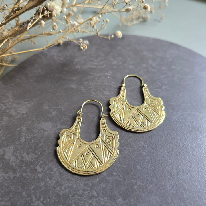 Handmade Antique Aura Brass Earrings | Set Of 3