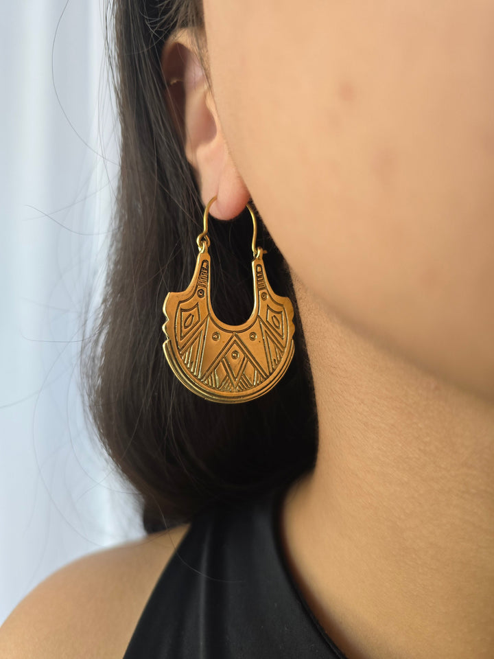 Handmade Antique Aura Brass Earrings | Set Of 3