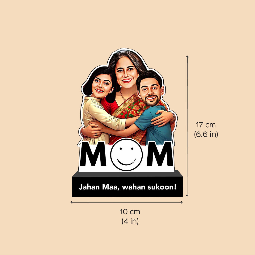 Photo Personalized Mom’s Warm Hug Theme MDF Wood Caricature Cutout For Mothers