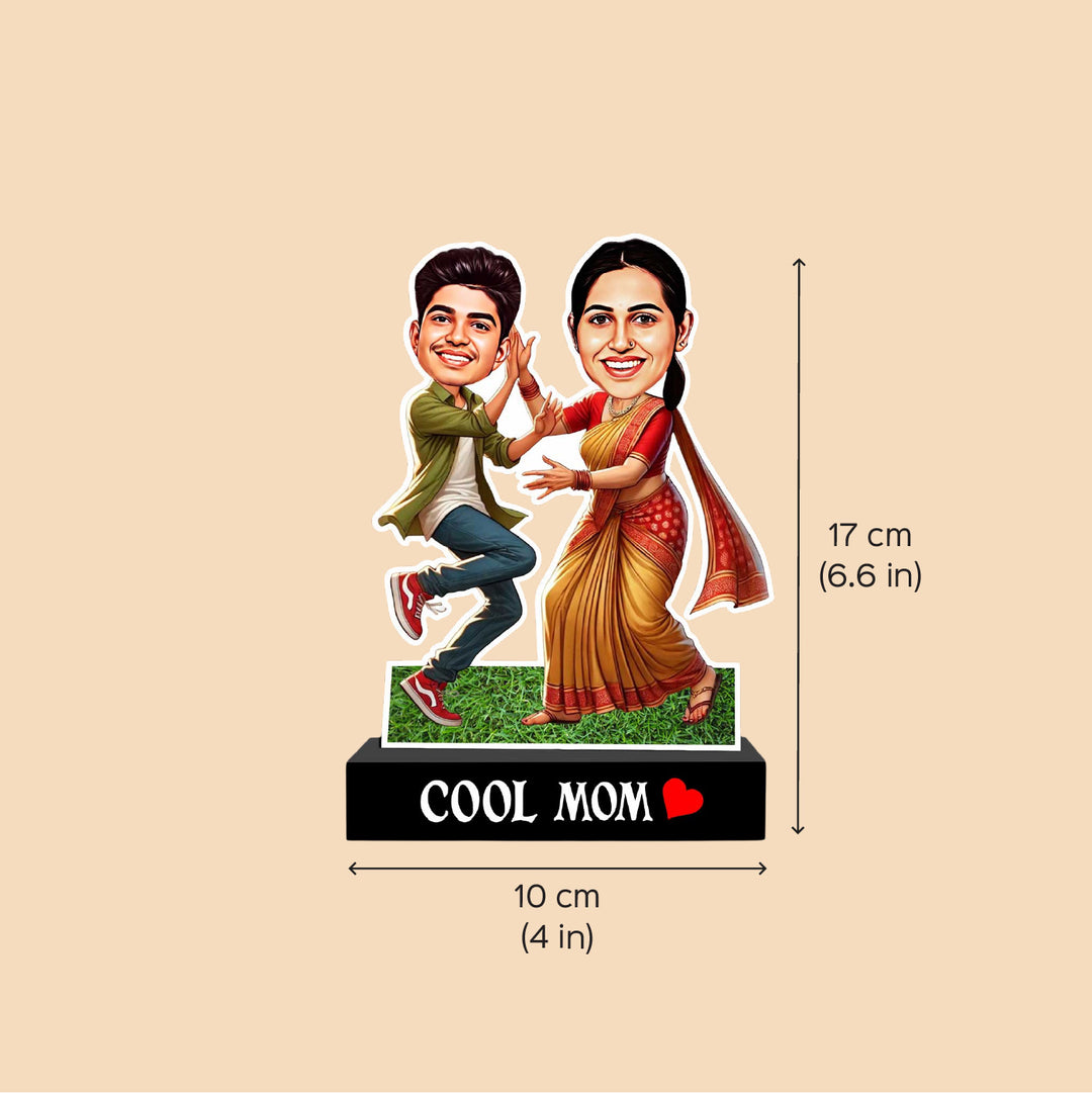 Photo Personalized "Cool Mom" MDF Wood Caricature Cutout For Mothers