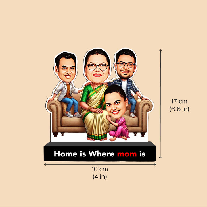 Photo Personalized "Home Is Where Mom Is" MDF Wood Caricature Cutout For Mothers