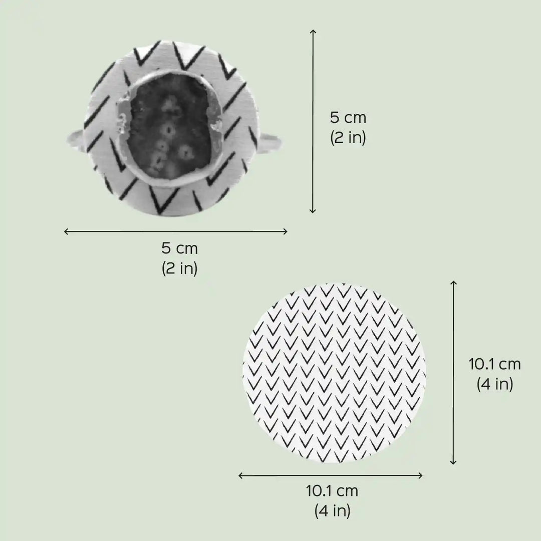 Blue Cotton Fabric Coated MDF Napkin Ring & Coaster Set With Agate Accent Table Style | Set of 4