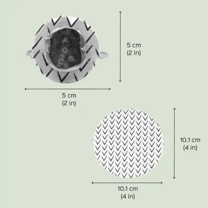 Blue Cotton Fabric Coated MDF Napkin Ring & Coaster Set With Agate Accent Table Style | Set of 4