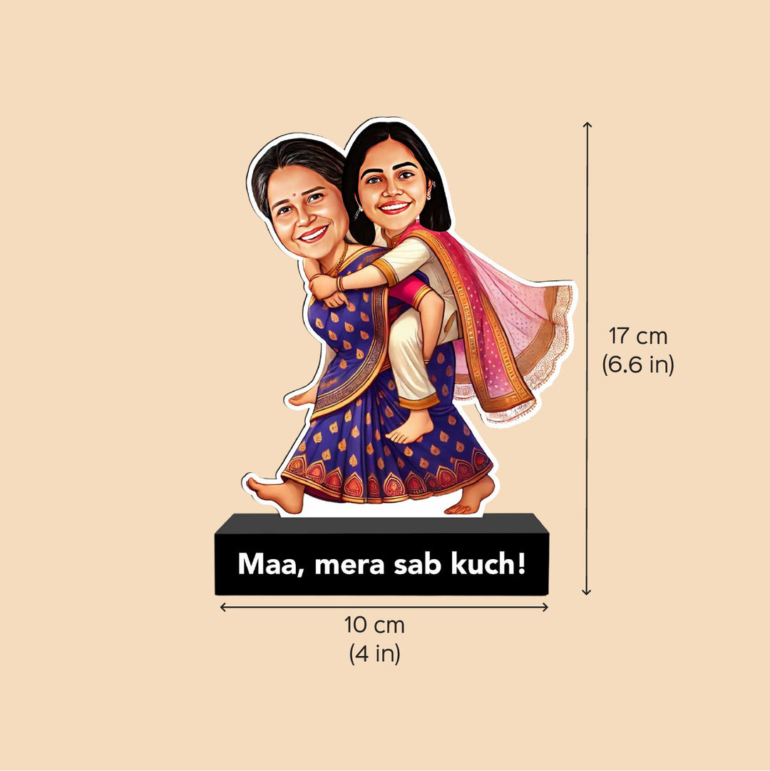 Photo Personalized Maa & Me Theme MDF Wood Caricature Cutout For Mothers