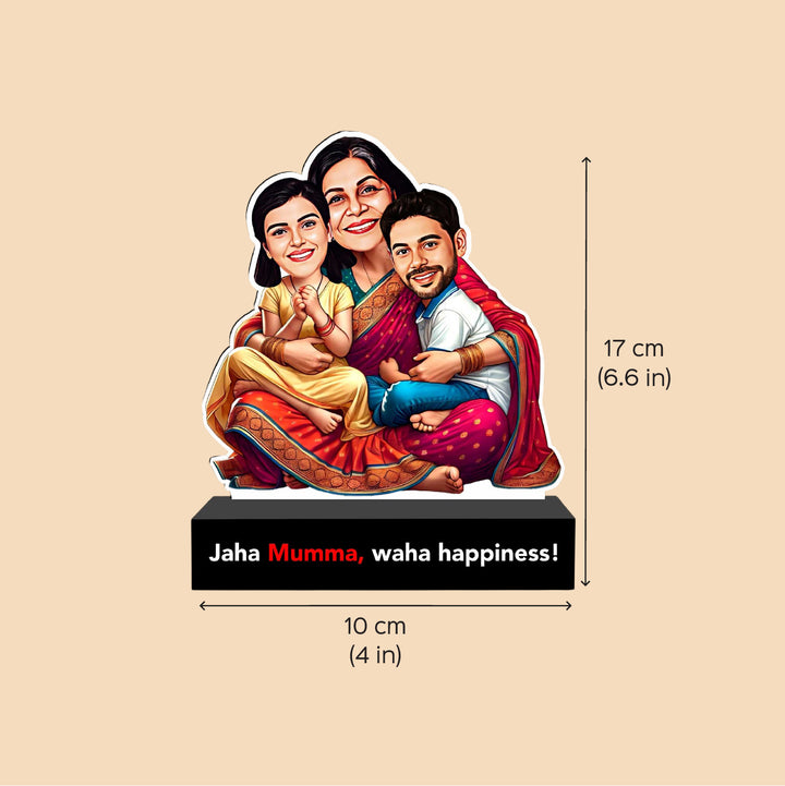 Photo Personalized "Jaha Mumma, Waha Happiness!" MDF Wood Caricature Cutout For Mothers