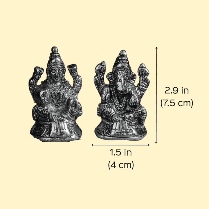 3 Inch | Antique Finish Lakshmi & Ganesha Idols