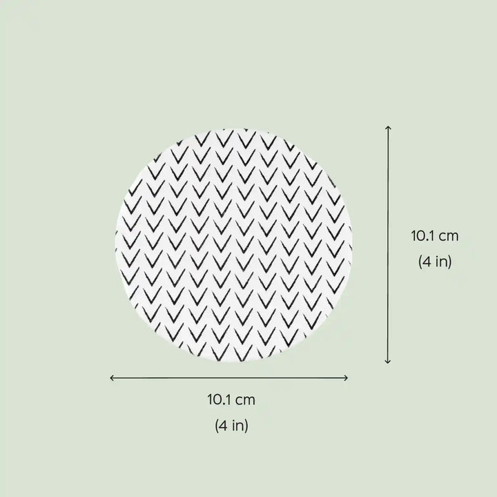 Blue Cotton Fabric Coated MDF Round Coaster Set | Set of 4