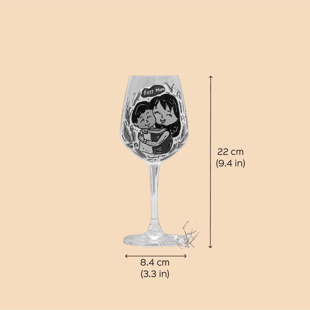 Personalized Cute Mom & Daughter Theme Wine Glass For Mothers