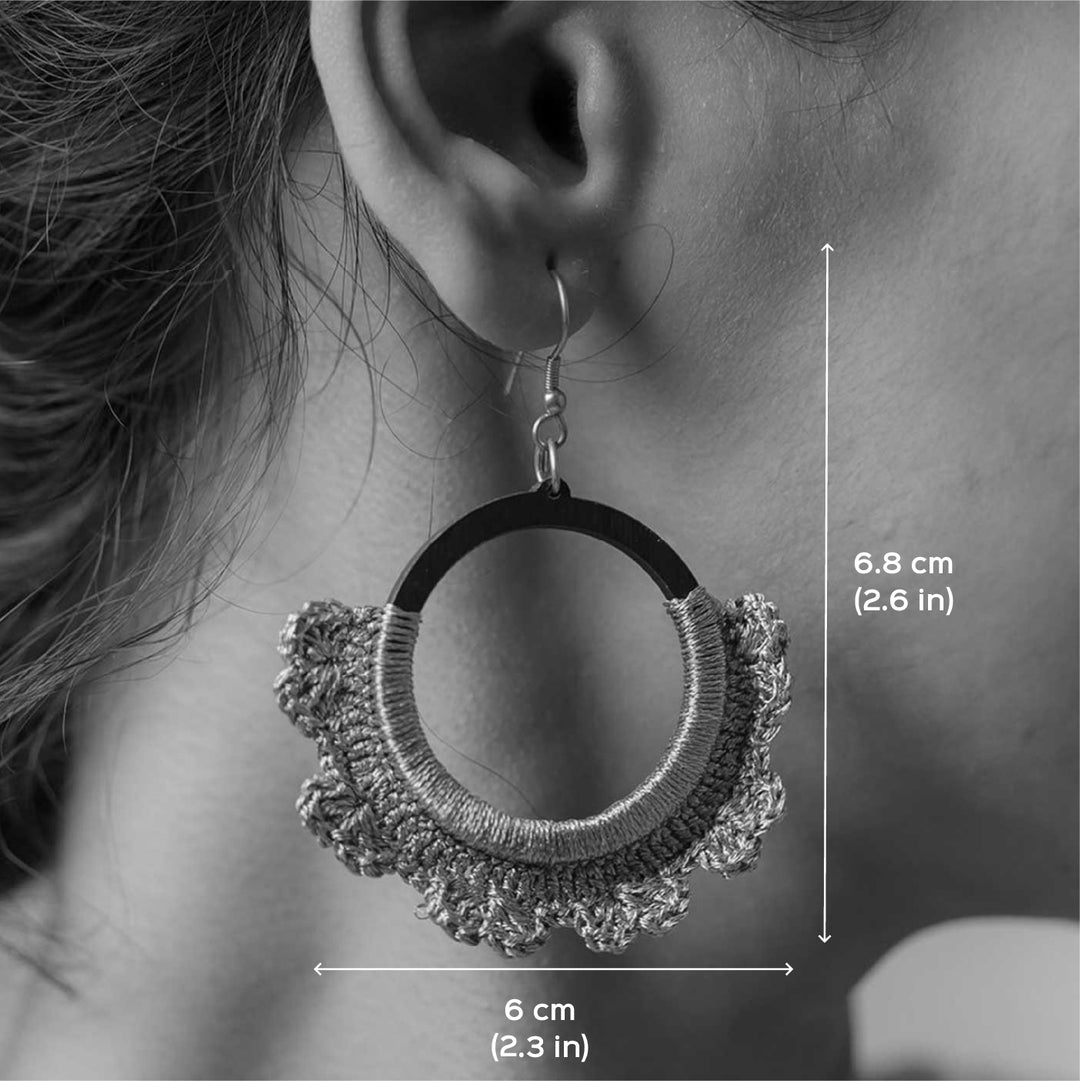 Handmade Crochet Shimmer Full Moon Earrings