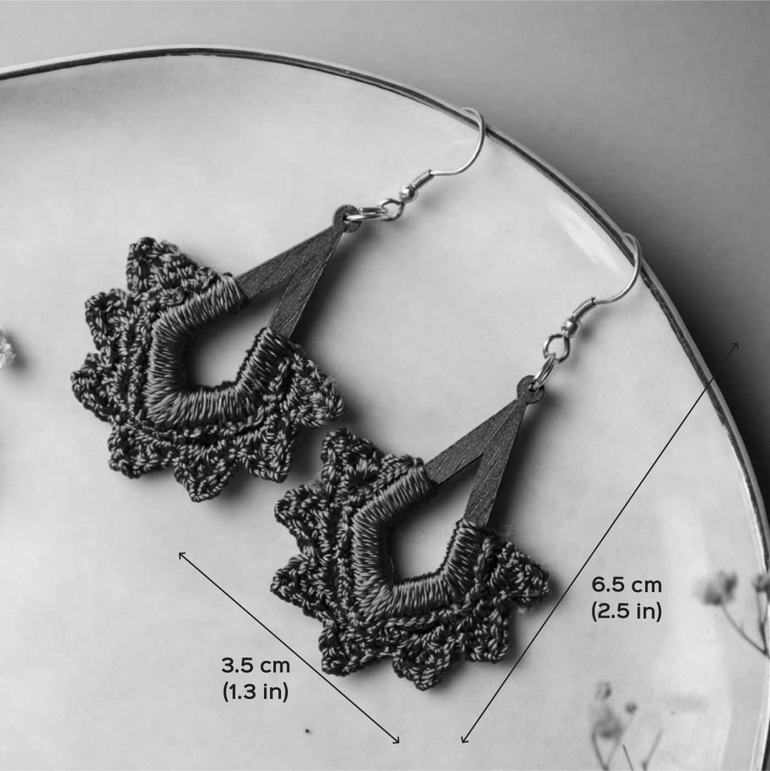 Handmade Crochet Red Diamond Drop Earrings