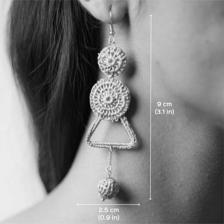 Handmade Crochet Shimmer Layered Dangler Earrings
