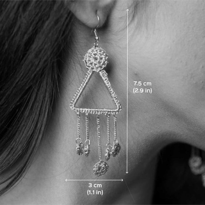 Handmade Crochet Shimmer Cluster Earrings