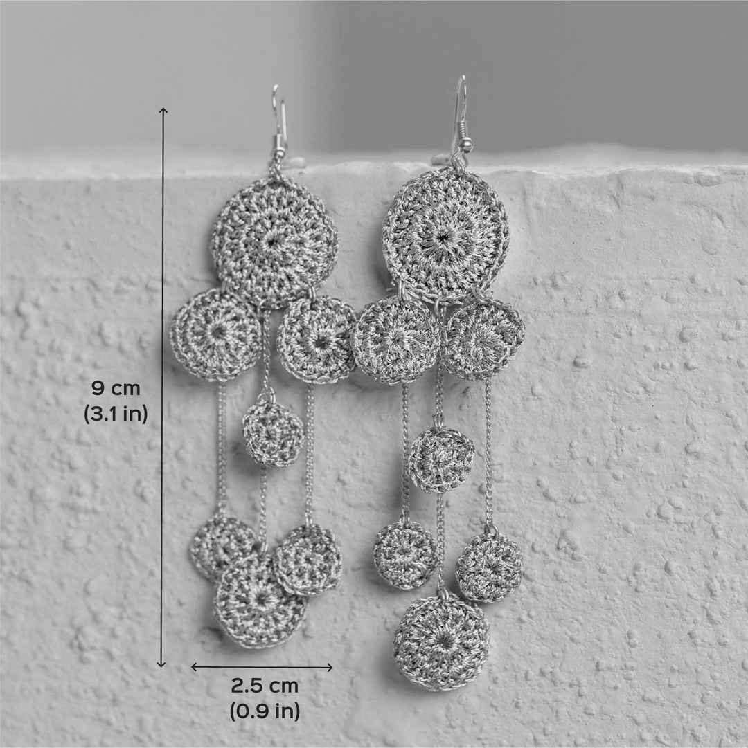 Handmade Crochet Shimmer Drop Earrings
