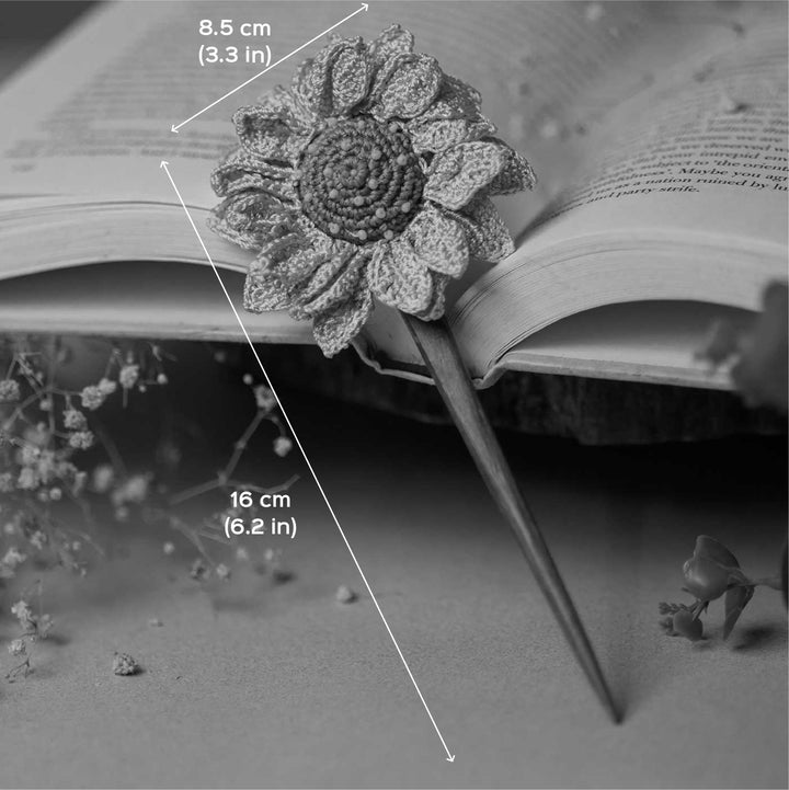 Handmade Crochet Sunflower Design Hairstick