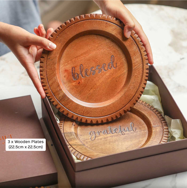 Handmade Heartfelt Trio Wooden Platter | Set Of 3
