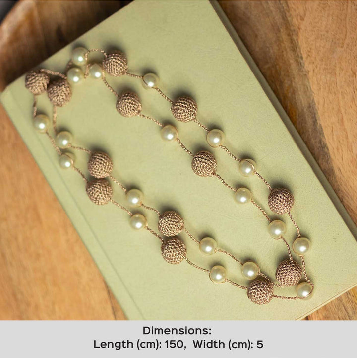 Handmade Crochet Rose Gold Nakshatra Pearl Necklace