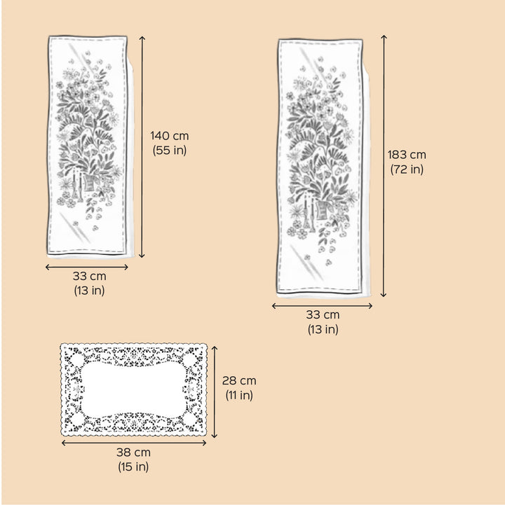 Hand Woven Double Striped Madhurkati Green Table Runner & Table Mat