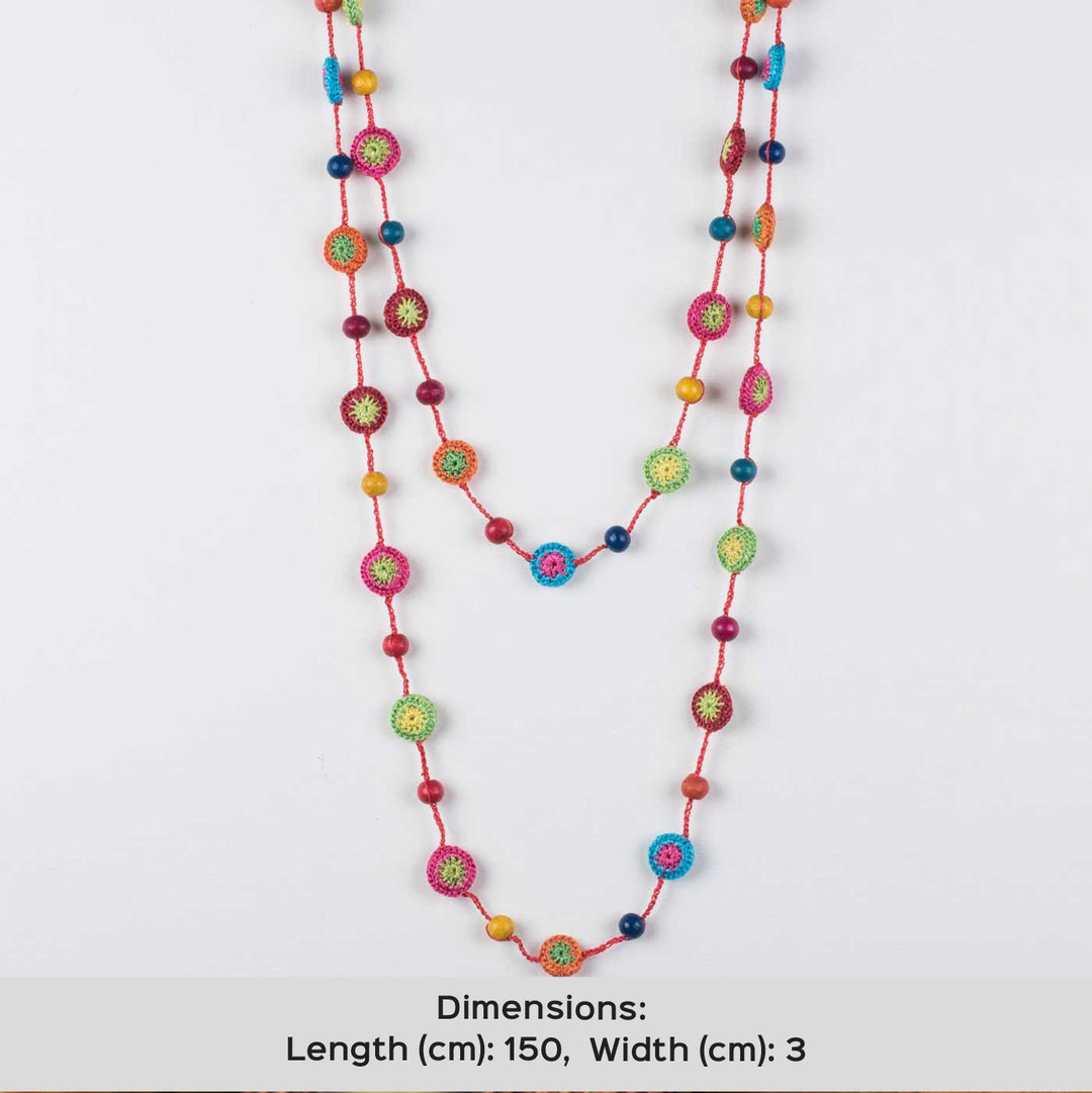 Handmade Crochet Multicolor Tiki Beads Mela Necklace