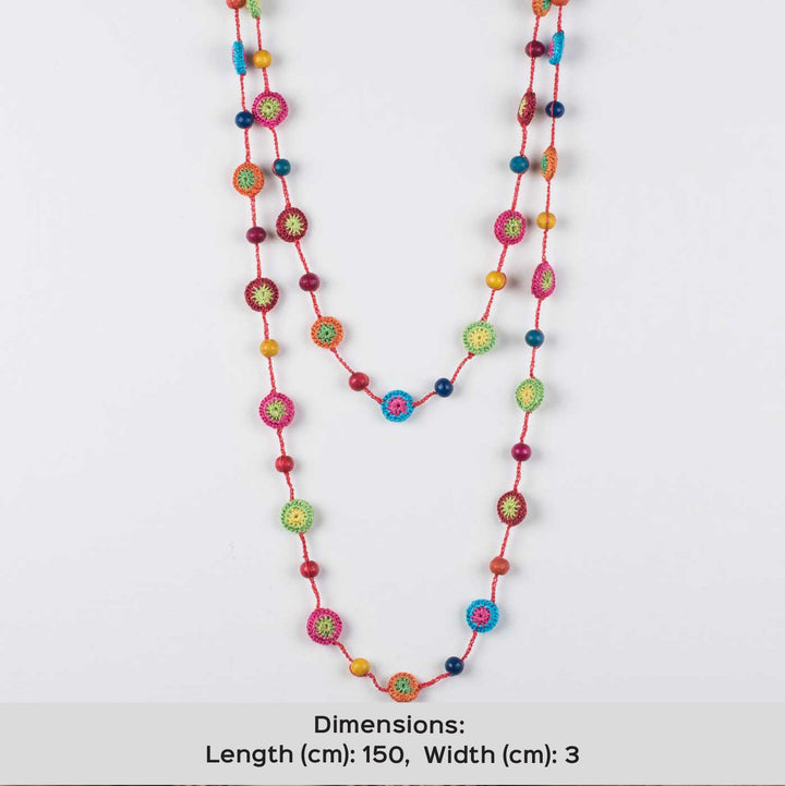 Handmade Crochet Multicolor Tiki Beads Mela Necklace