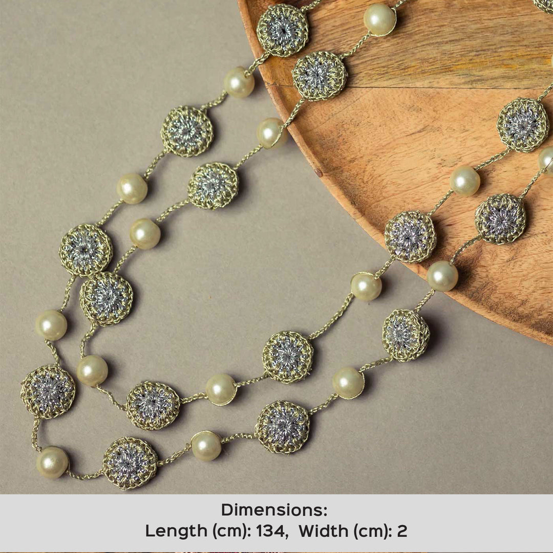 Handmade Crochet Gold Nakshatra Pearl Necklace