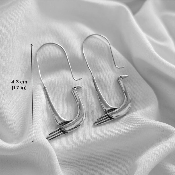 Handmade Birdie Hooks Large Brass Earrings