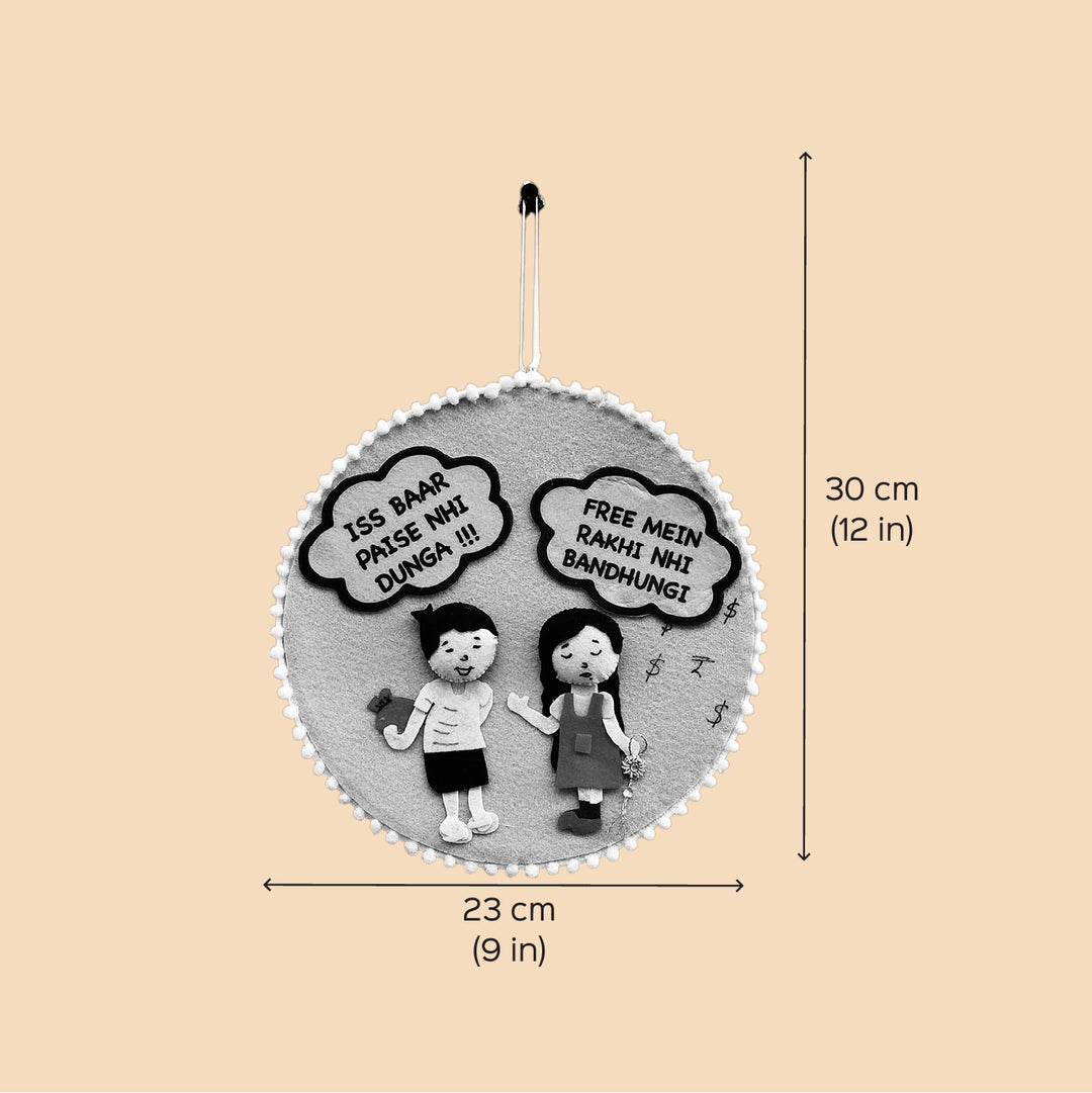 Handmade Love Nok Jhok Theme Felt Decorative Plaque For Sisters