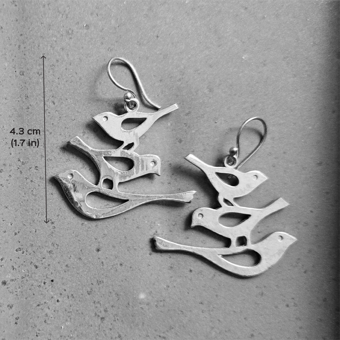 Handmade Bird Design Brass Earrings