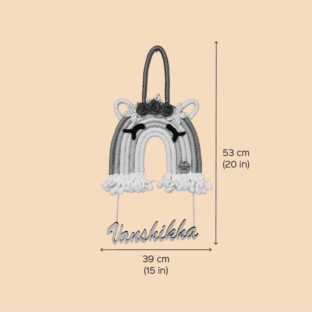 Personalized Macrame Unicorn Theme Name Plate