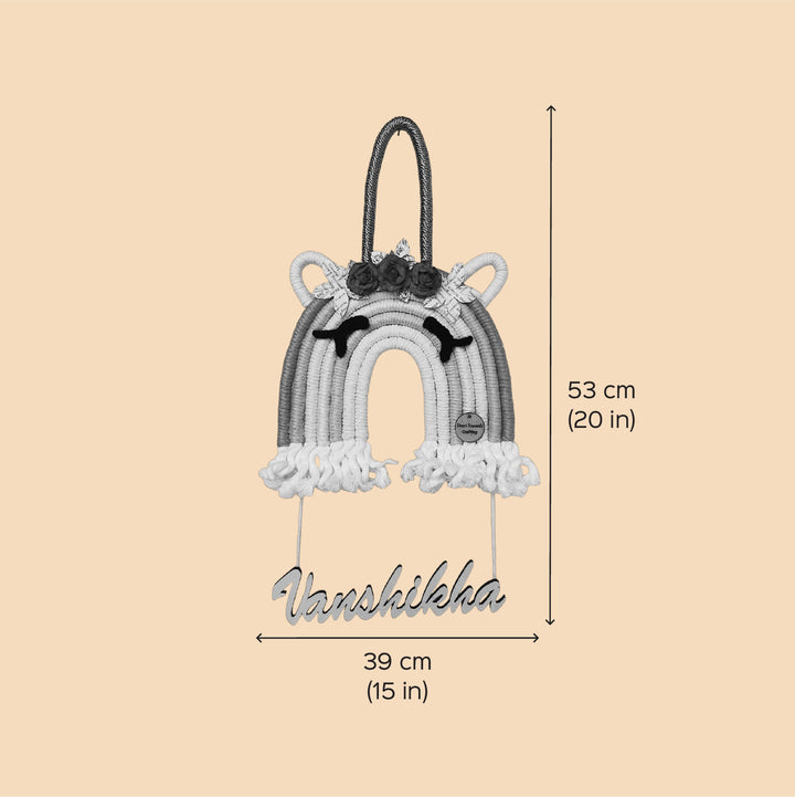 Personalized Macrame Unicorn Theme Name Plate