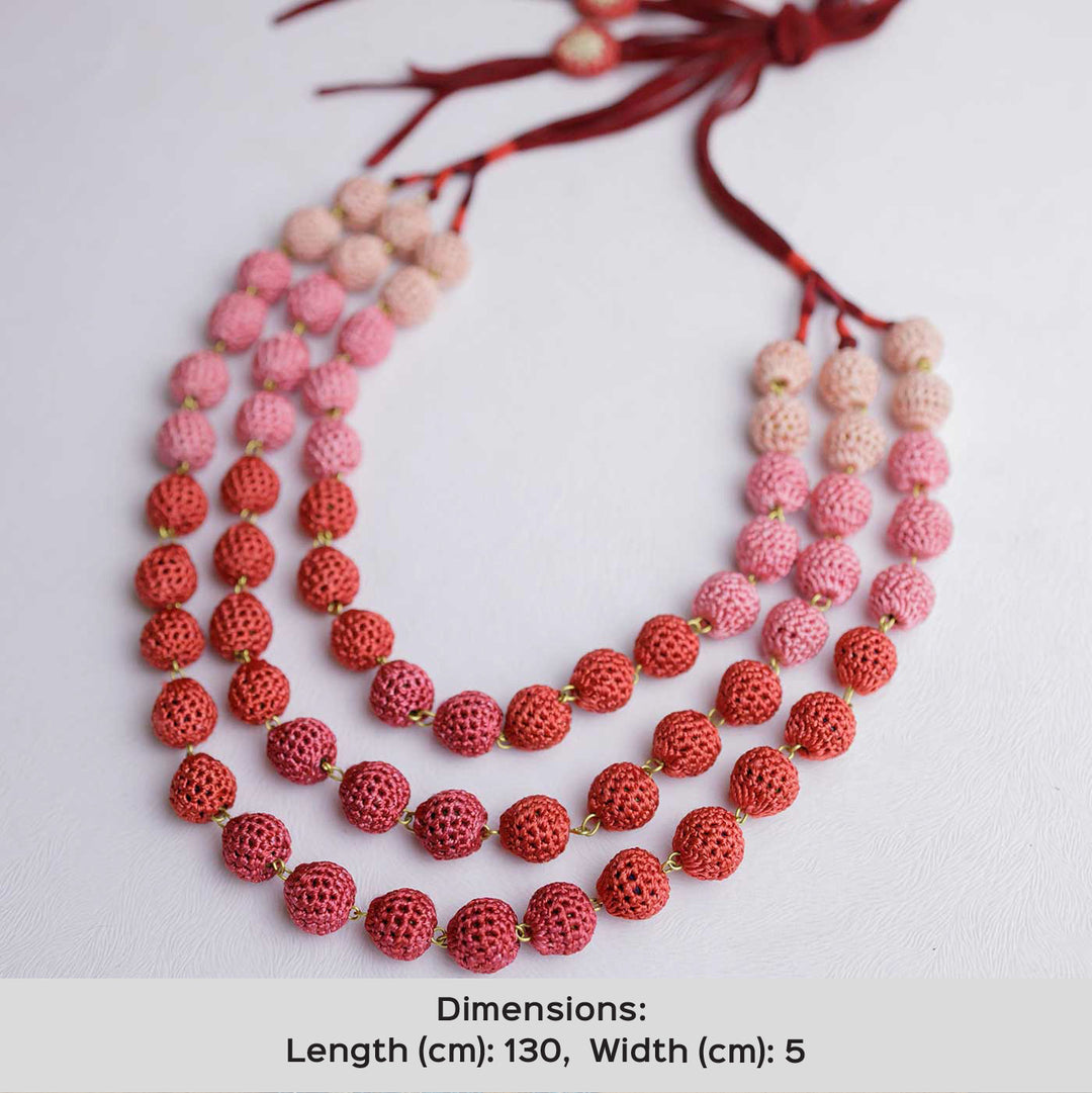 Handmade Crochet Coral Mausam Necklace