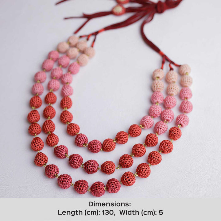 Handmade Crochet Coral Mausam Necklace