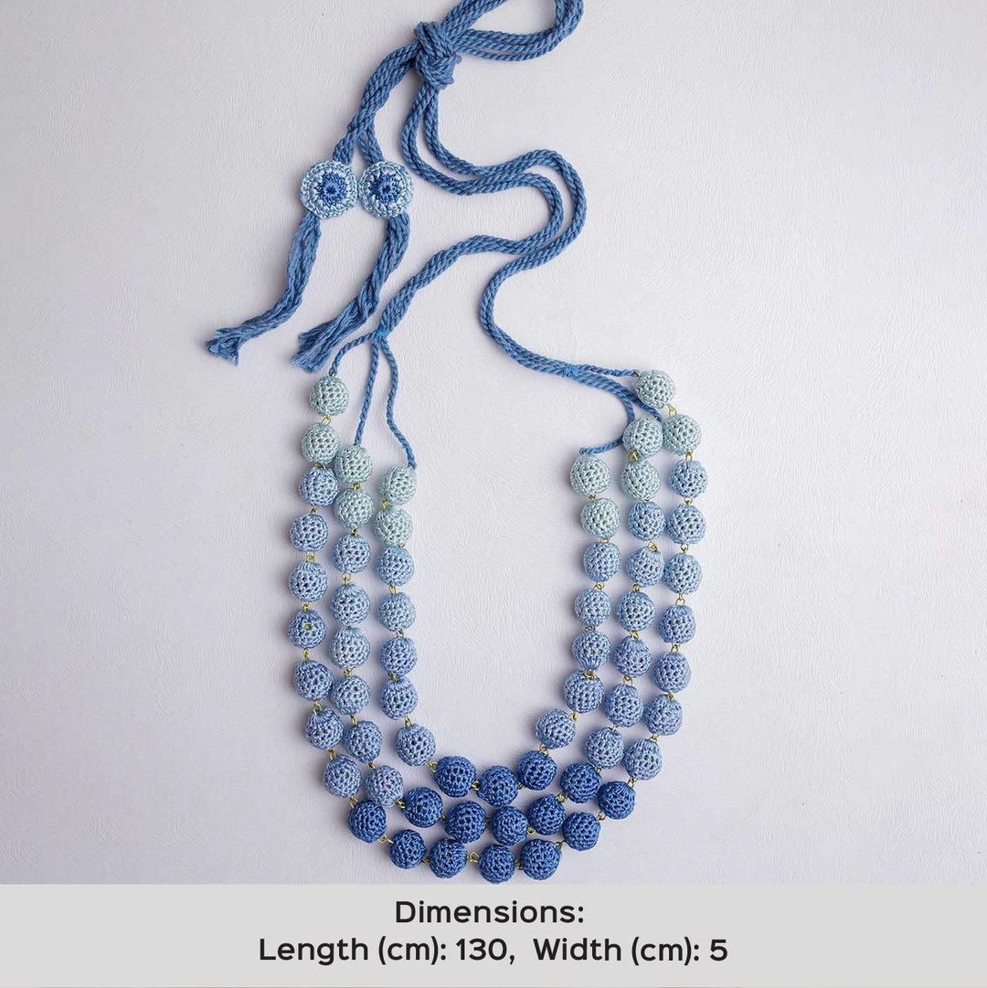 Handmade Crochet Indigo Mausam Necklace