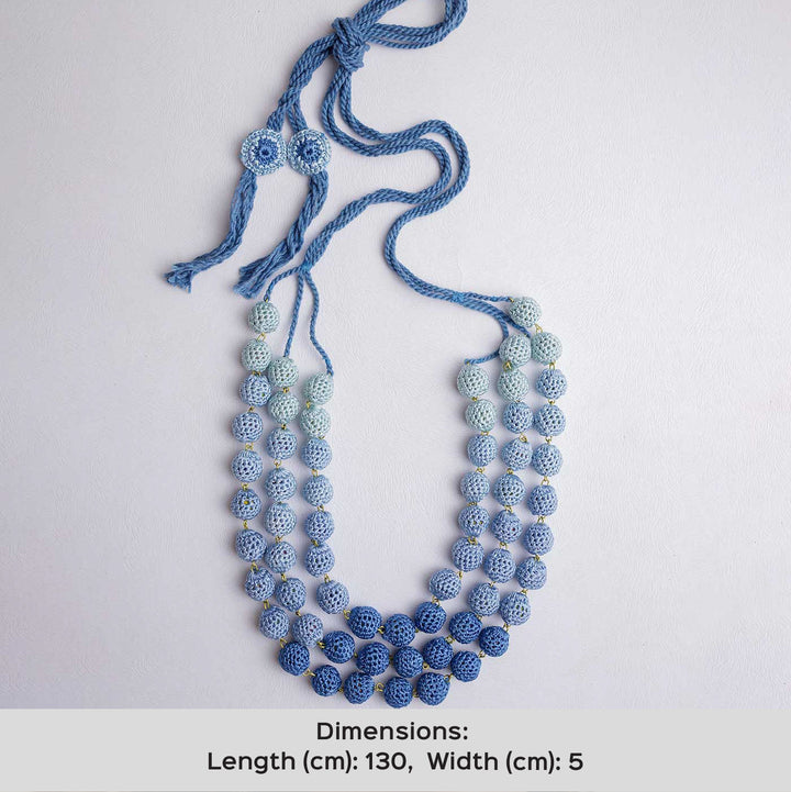Handmade Crochet Indigo Mausam Necklace