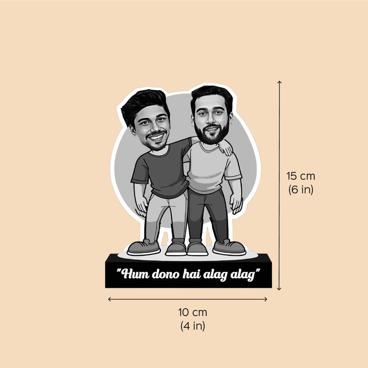 Photo Personalized Printed Hum Dono He Alag Alag Acrylic Caricature Cutout With Stand