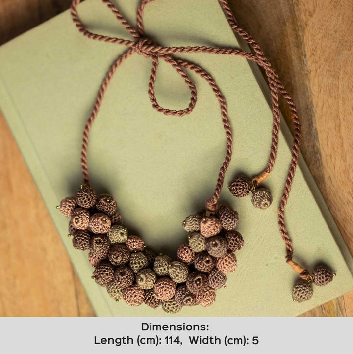 Handmade Crochet Brown Guldasta Necklace