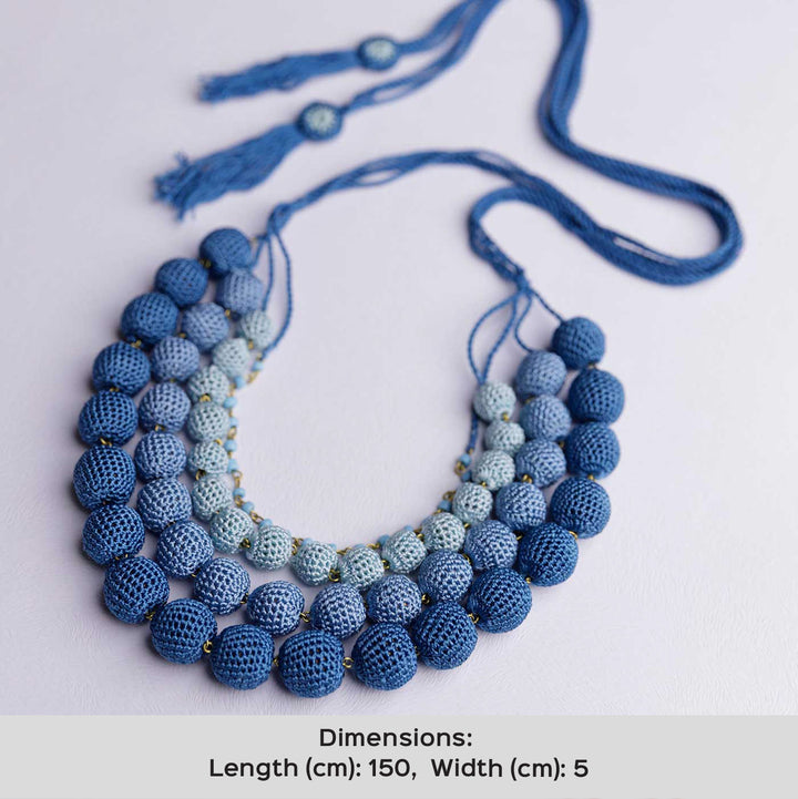 Handmade Crochet Indigo Ombre Aadya Necklace