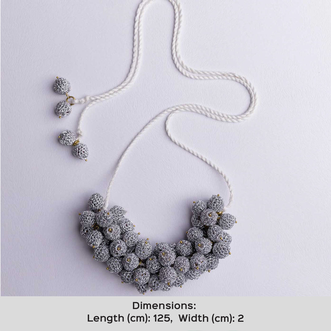 Handmade Crochet Silver Devi Necklace