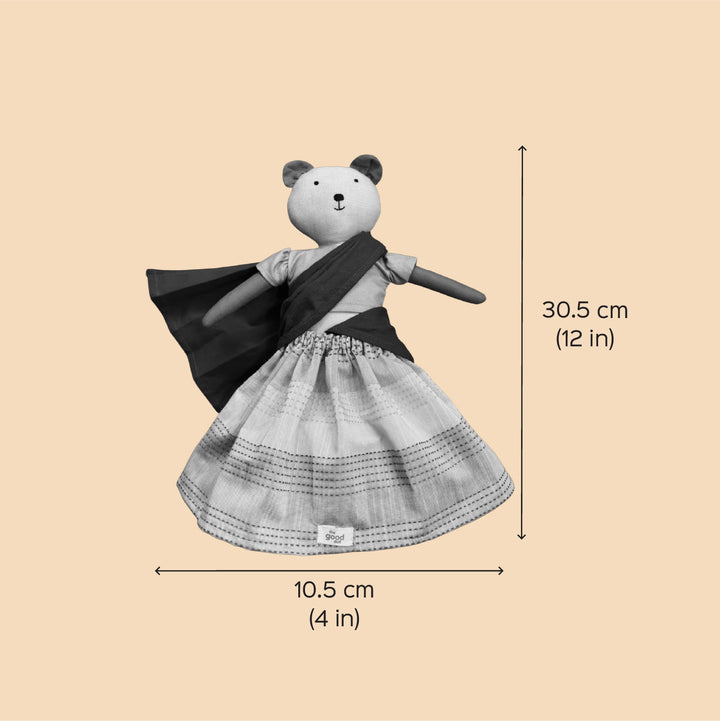 Nilah's (Bear Friend) Thenoli In Half Saree | Soft Hand-Stitched Sustainable Indian Play Doll