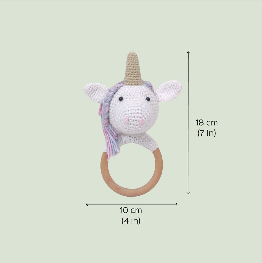 Handmade Crochet Unicorn Rattle For Newborns