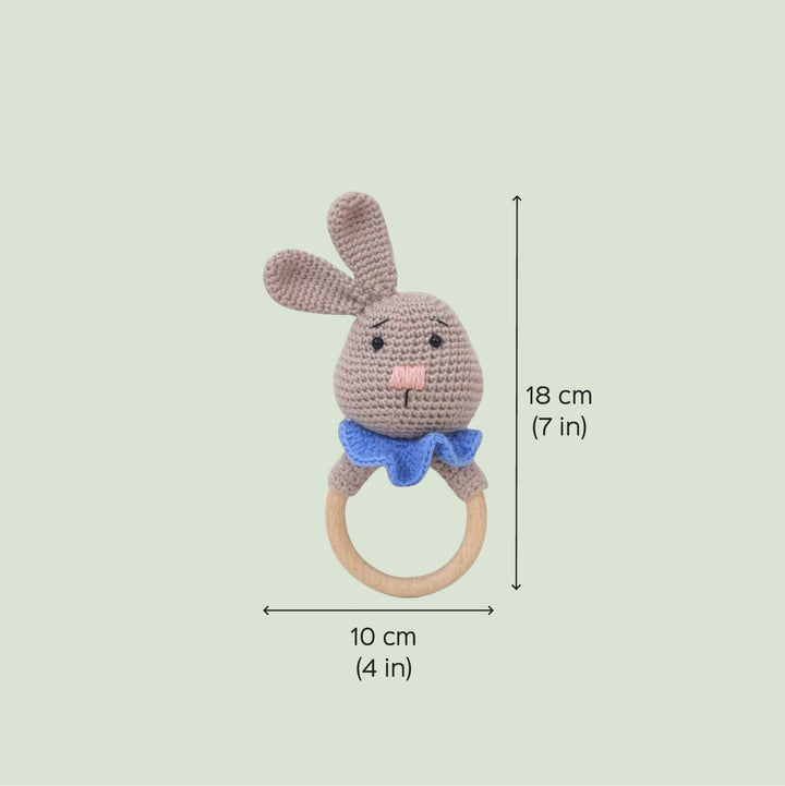 Handmade Crochet Bunny Rattle For Newborns