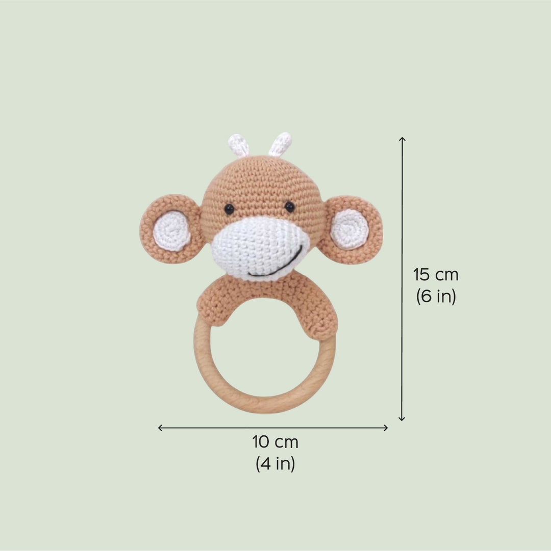Handmade Crochet Monkey Rattle For Newborns