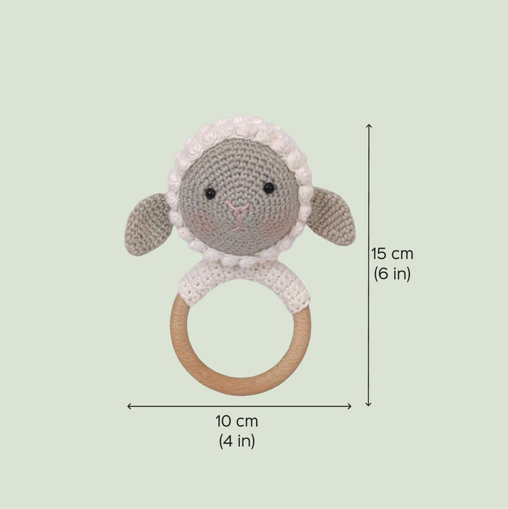 Handmade Crochet Sheep Rattle For Newborns