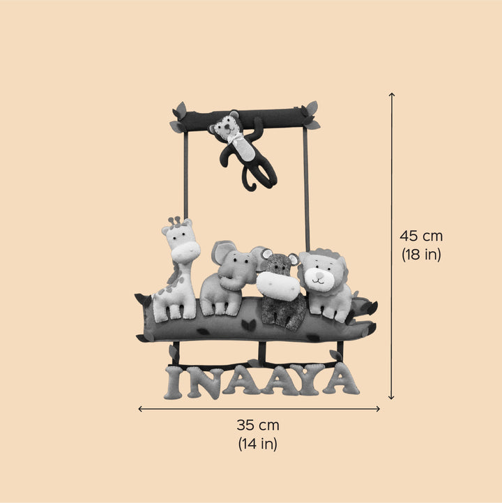 Personalized Handmade Jungle Theme Felt Kids Name Plate