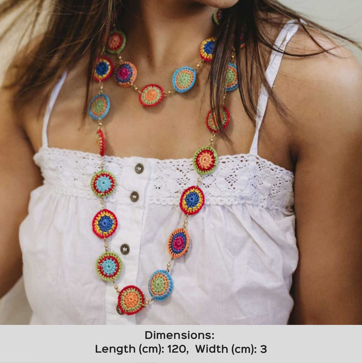 Handmade Crochet Multicolor Mela Tiki Necklace