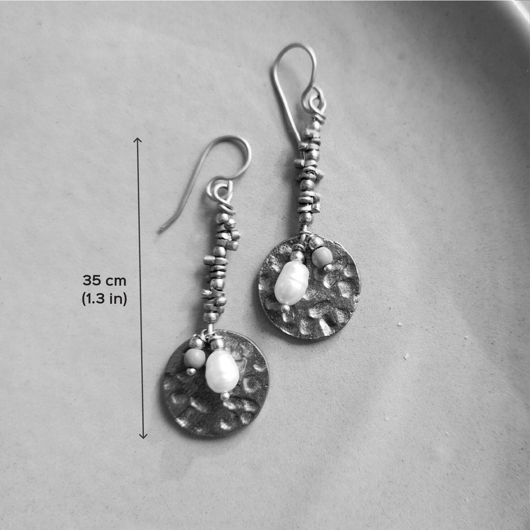 Handmade Dahlia Design Brass Earrings