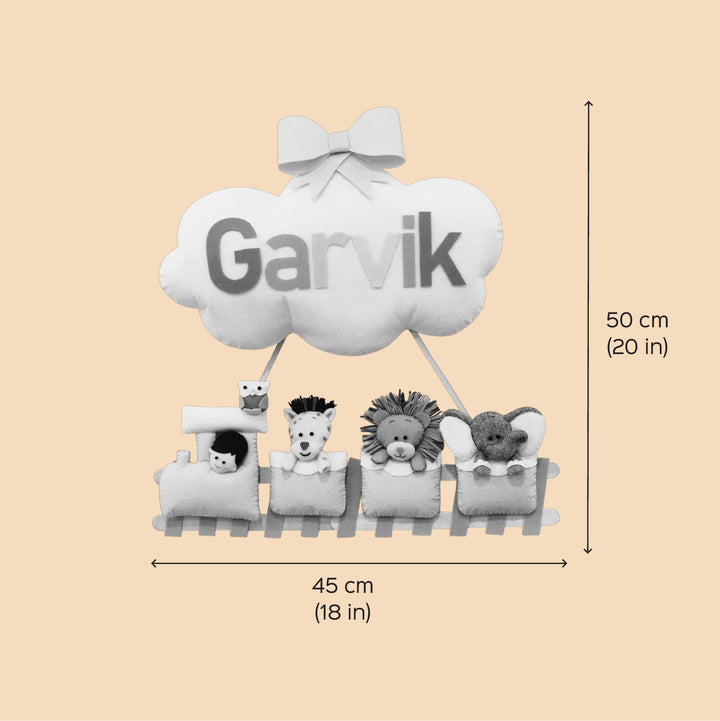 Personalized Handmade Animal Train Theme Felt Kids Name Plate