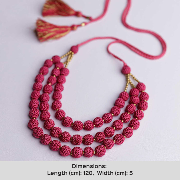 Handmade Crochet Magenta Roop Necklace